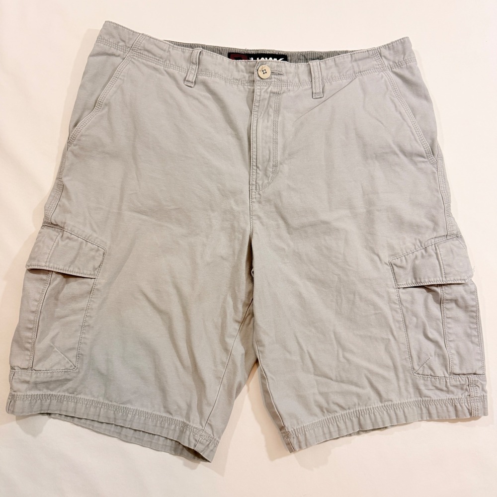 Tony Hawk Cargo Shorts Men Size 36 Grey 100% Cotton Utility Skater Multi Pocket